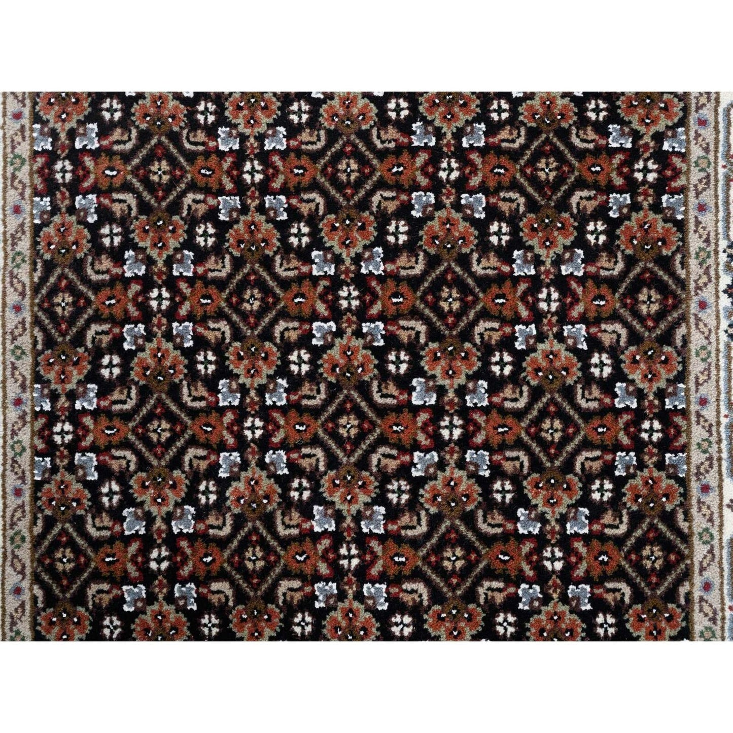 2'5"X20' Black Herati Wool And Silk 175 Kpsi Hand Knotted Xl Runner Rug