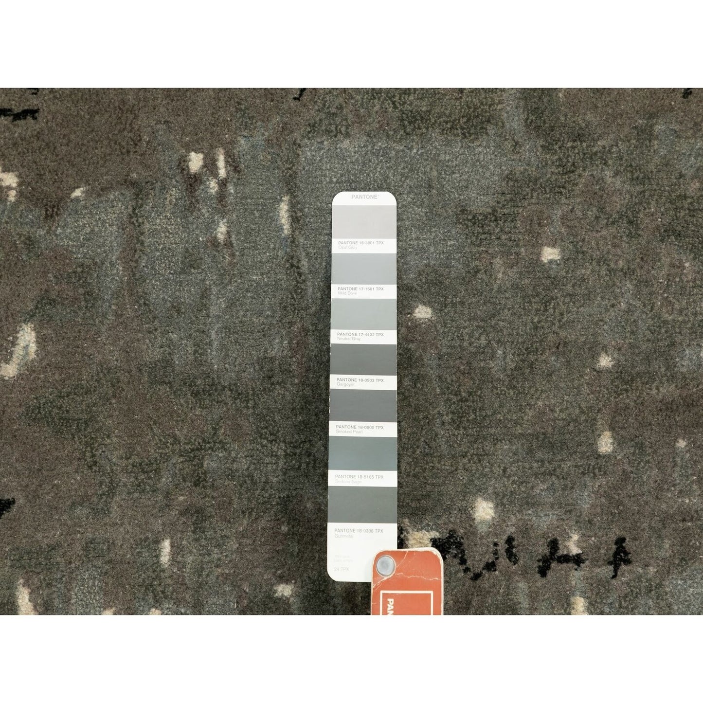 4'X12' Hand Knotted Taupe Abstract Design Wool Silk Runner Hi-Low Rug