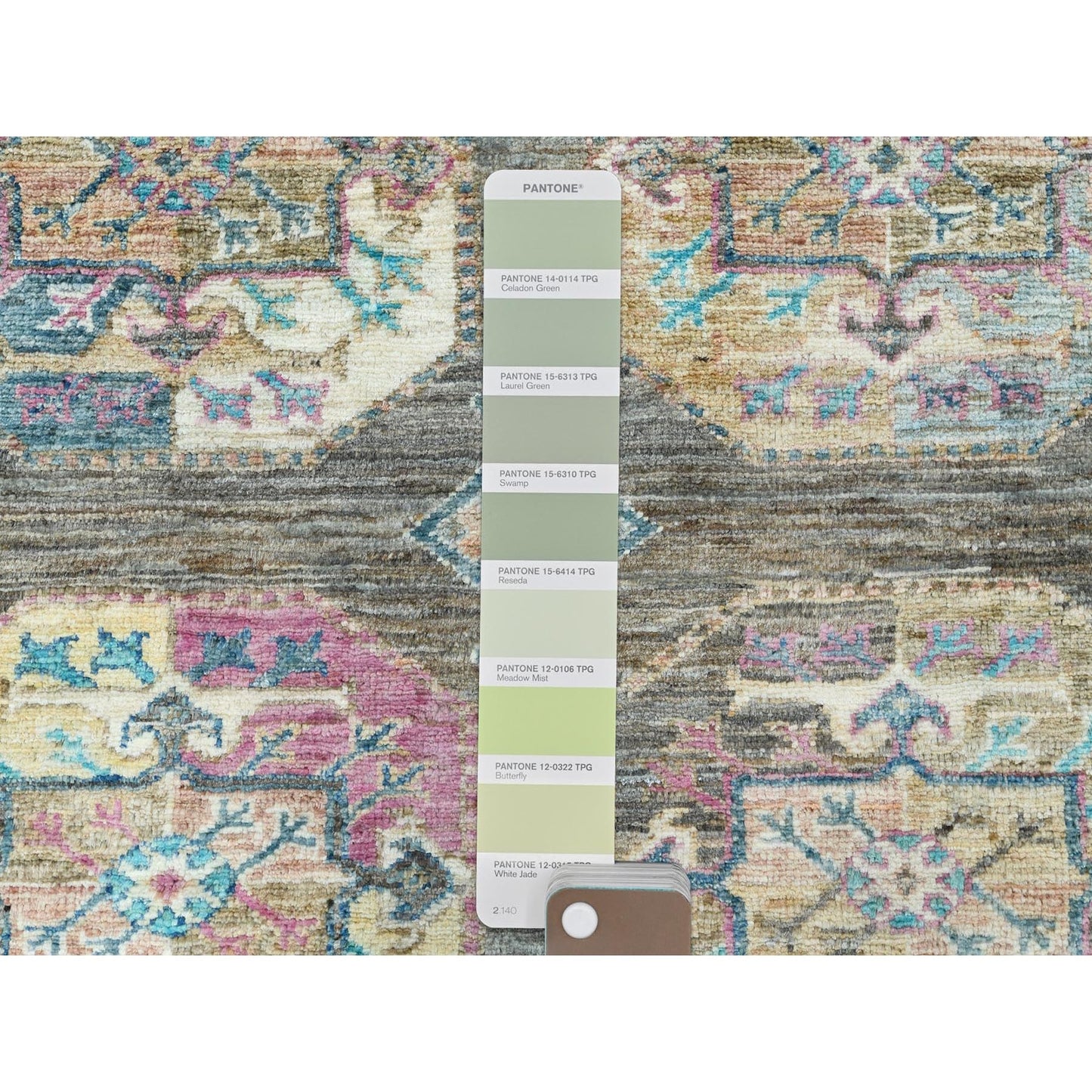 8'9"X11'7" Sage Green Hand Knotted Afghan Super Kazak Pure Wool Rug