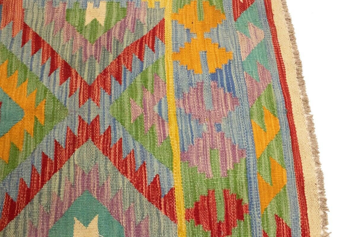 Multicolor Kilim Rug Geometric Design Office