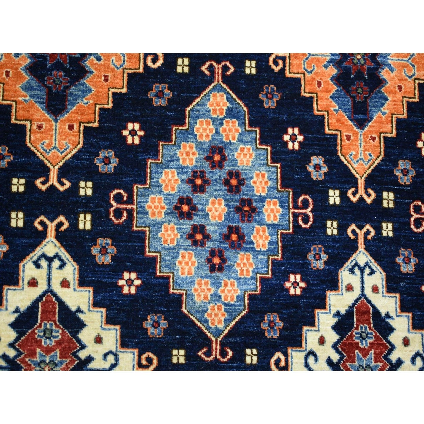 9'2"X11'10" Blue Afghan Ersari With Large Elements Wool Hand Knotted Rug