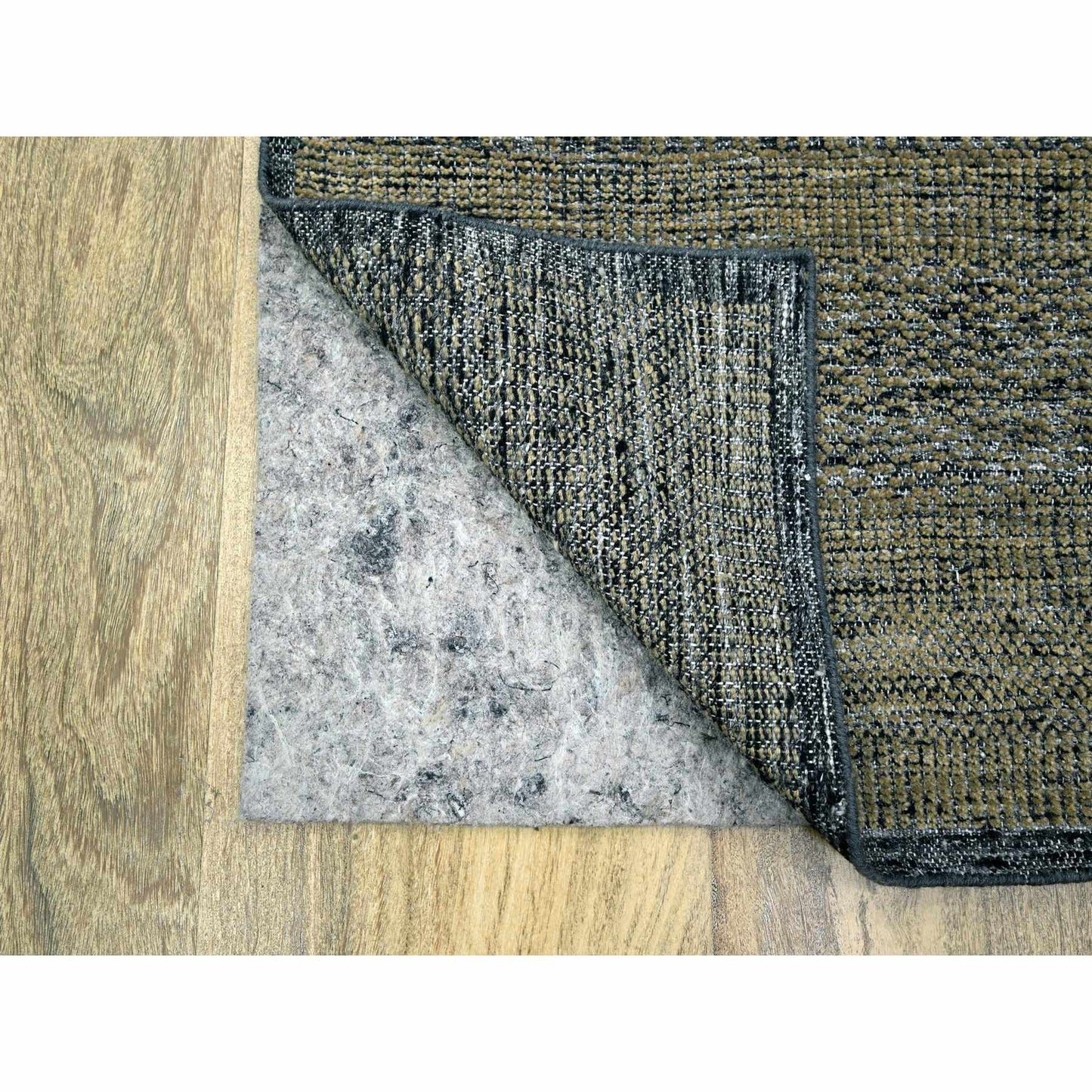 2'6"X8' Black & Brown Oxidized Grass Design Wool Hand Knotted Runner Rug