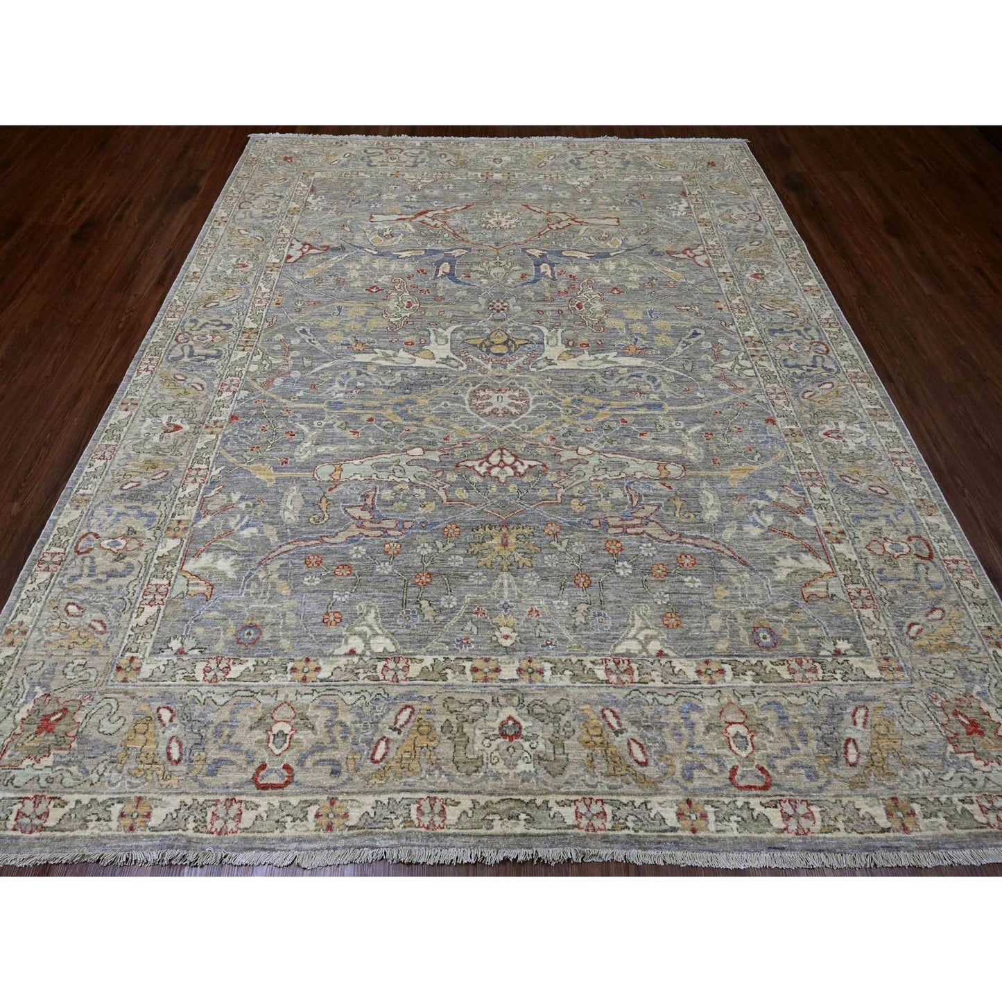 8'X9'7" Jet Gray Bijar Garus Design High Mountain Wool Hand Knotted Rug
