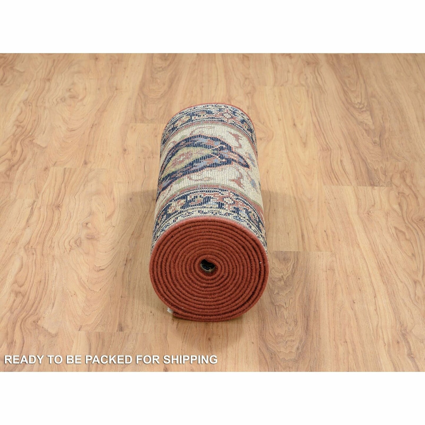 2'5"X19'9" Ivory Hand Knotted Heris Revival Pliable Wool Xl Runner Rug