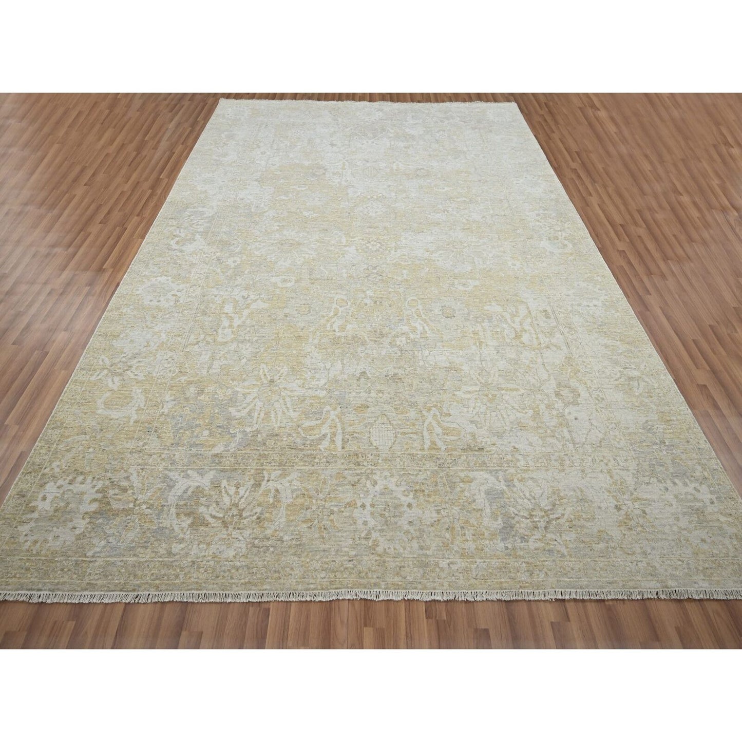 9'1"X12'2" Gray Broken And Erased Sultanabad Design Wool Hand Knotted Rug