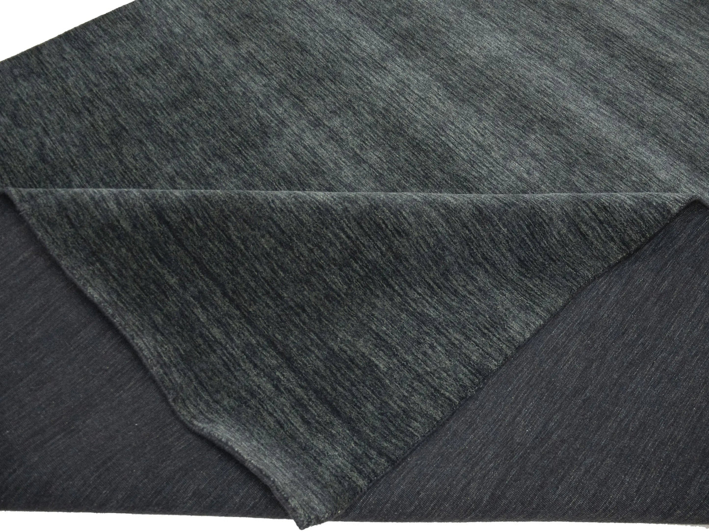 Solid Charcoal Hand-Loomed 9X12 Gabbeh Wool Rug