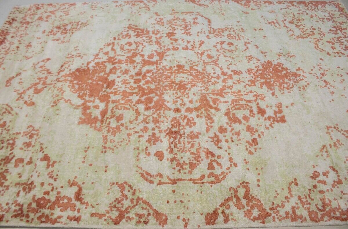 Modern Distressed Oriental Rug Floral Medallion