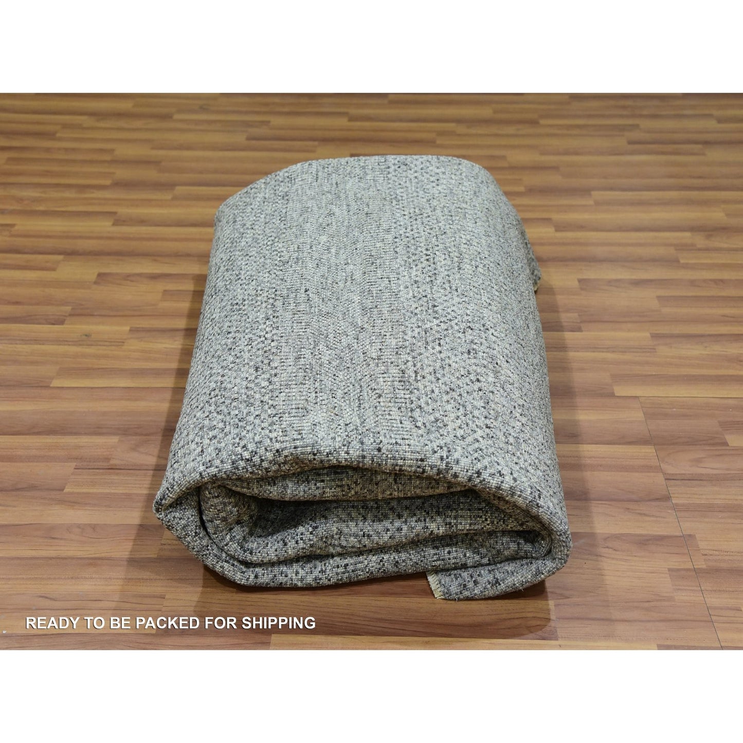 8'X8' Glacier Gray Modern Grass Hand Knotted Wool Square Oriental Rug