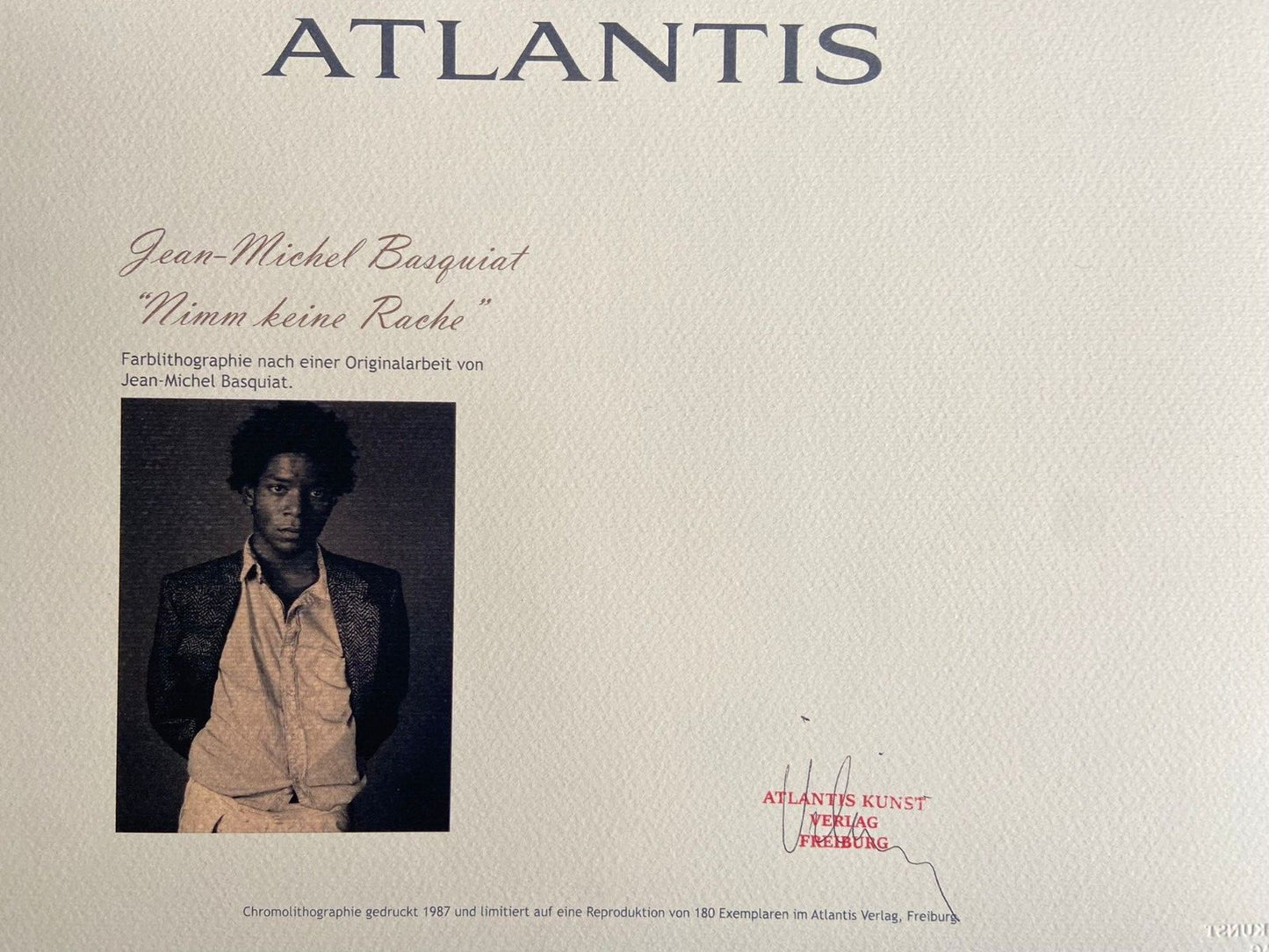 Jean-Michel-Basquiat, Coa Lithograph Signed Numbered In Pencil