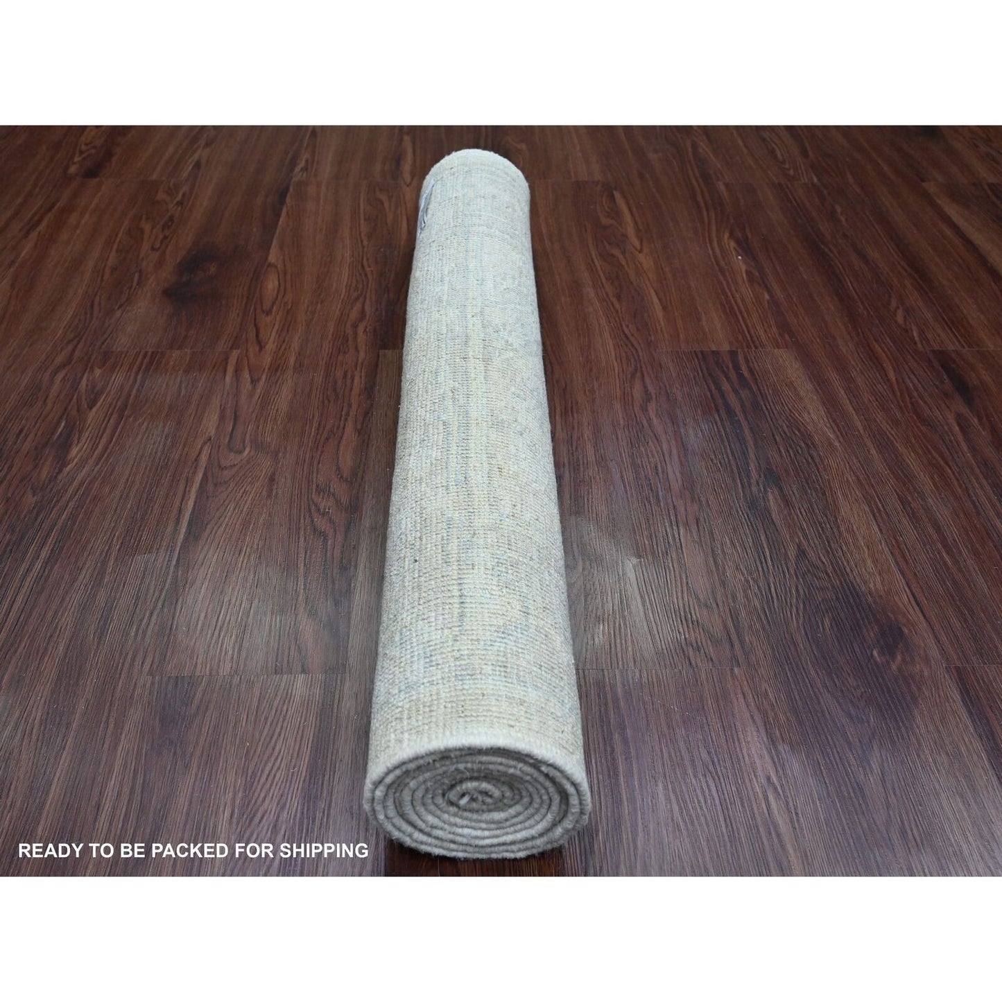 2'9"X7'7" White Angora Oushak Leaf Design Hand Knotted Wool Runner Rug