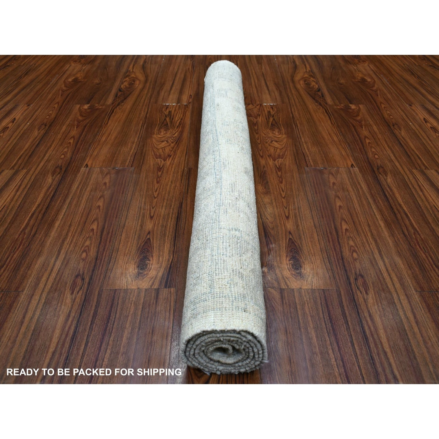 4'X6' Ivory Angora Oushak With All Over Design Hand Knotted Soft Wool Rug