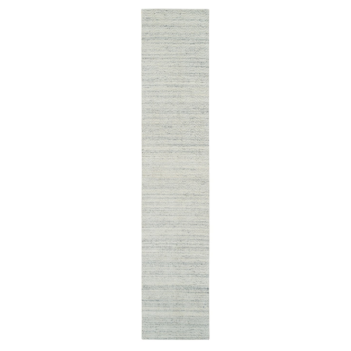 2'5"X12' Beige Modern Design Hand Loomed Natural Wool Runner Rug
