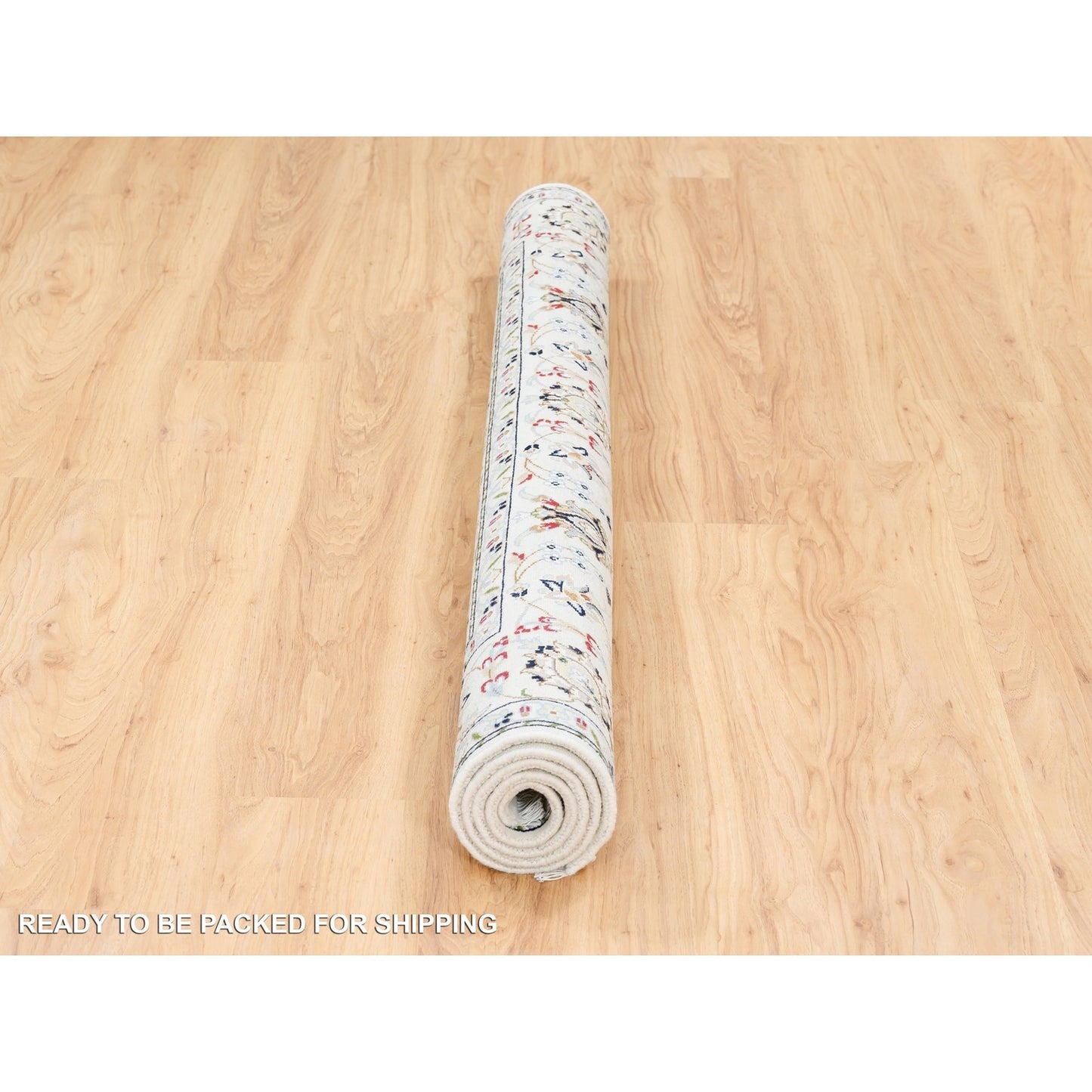 5'2"X5'2" All Over Design Square Wool&Silk 250 Kpsi Nain Hand Knotted Rug