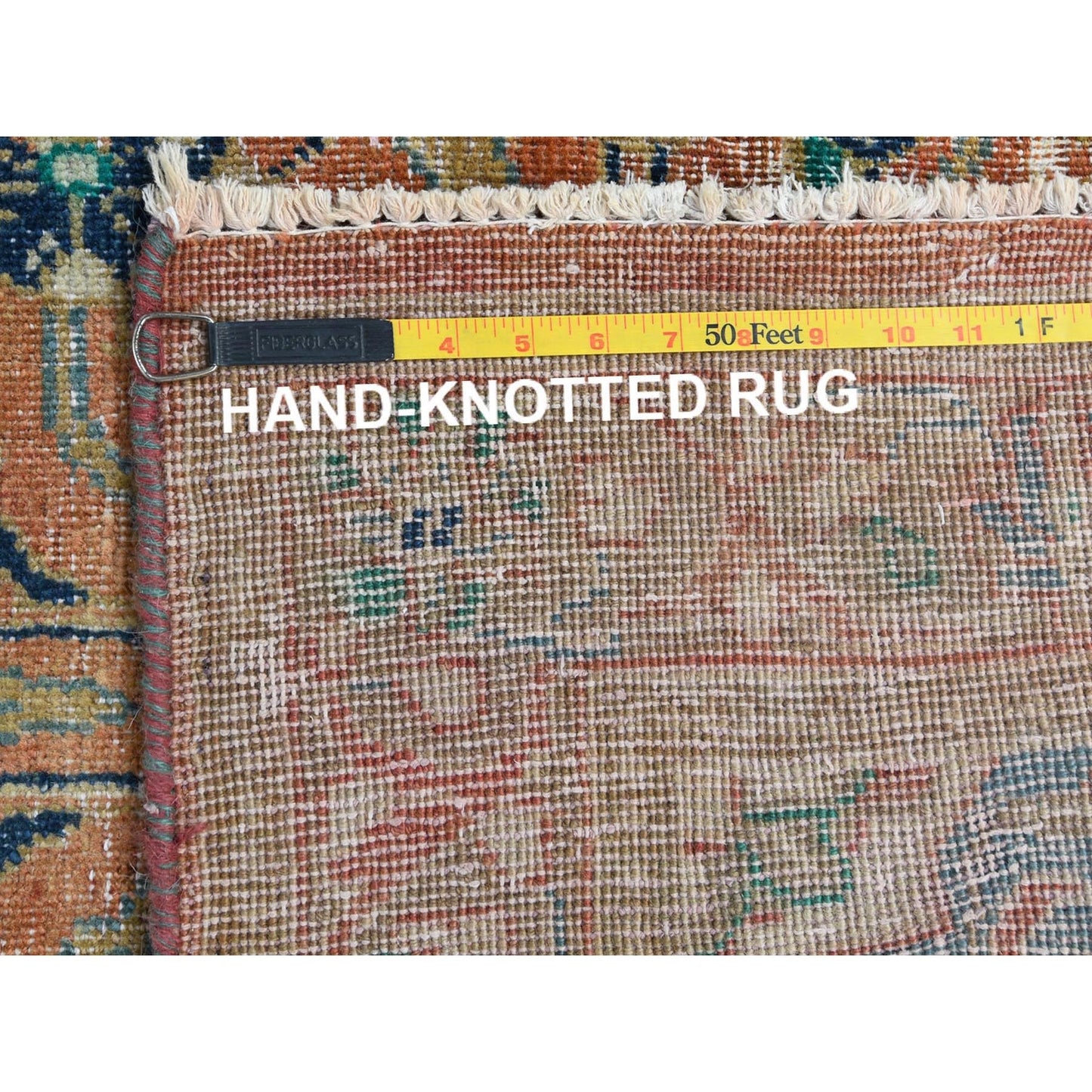 3'5"X10'5" Red Hand Knotted Vintage Farsian Kishoon Worn Wool Runner Rug