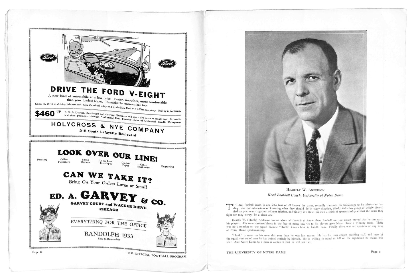 10/15/1932 Drake Vs. Notre Dame College Program