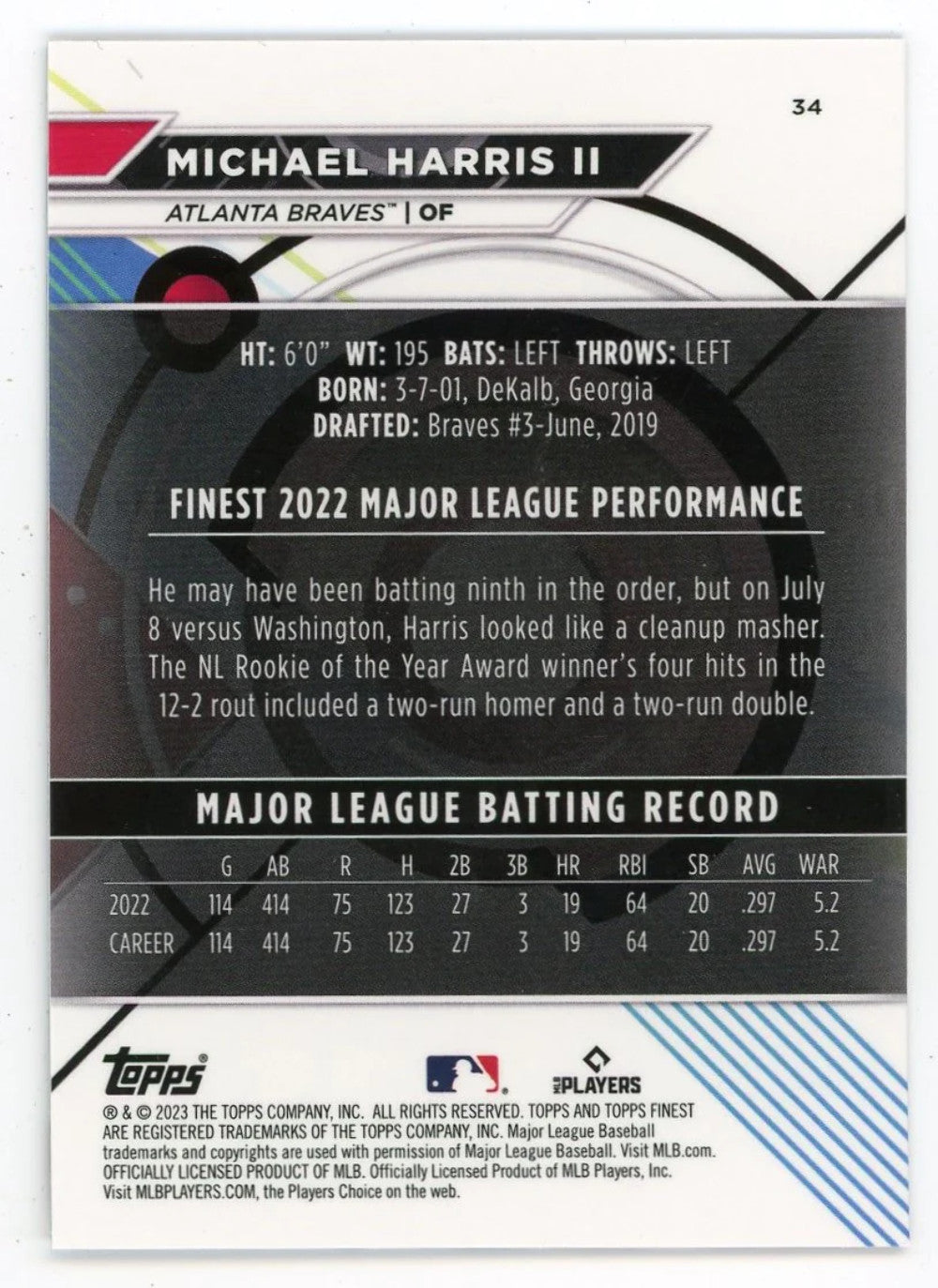 Michael Harris Ii 2023 Topps Finest Silver #34 Card