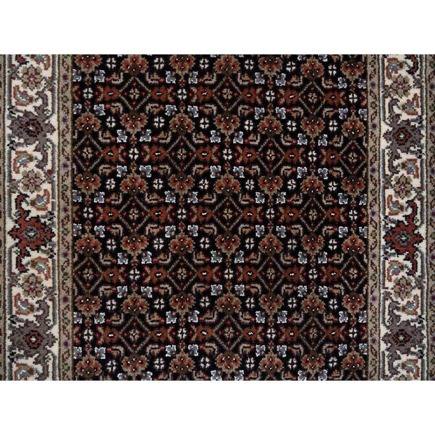 2'5"X20' Black Hand Knotted 175 Kpsi Wool And Silk Herrita Xl Runner Rug
