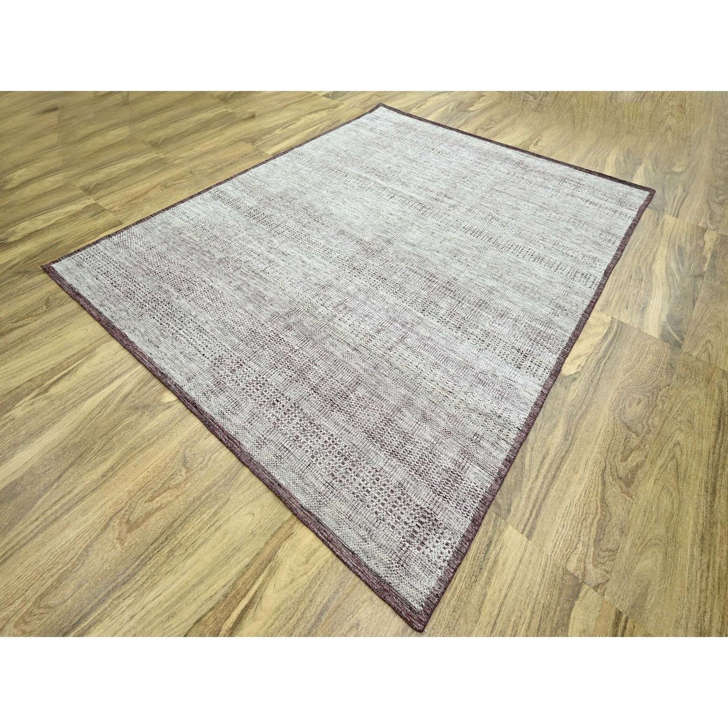 8'X10' Red & White Oxidized Grass Design Wool Hand Knotted Oriental Rug