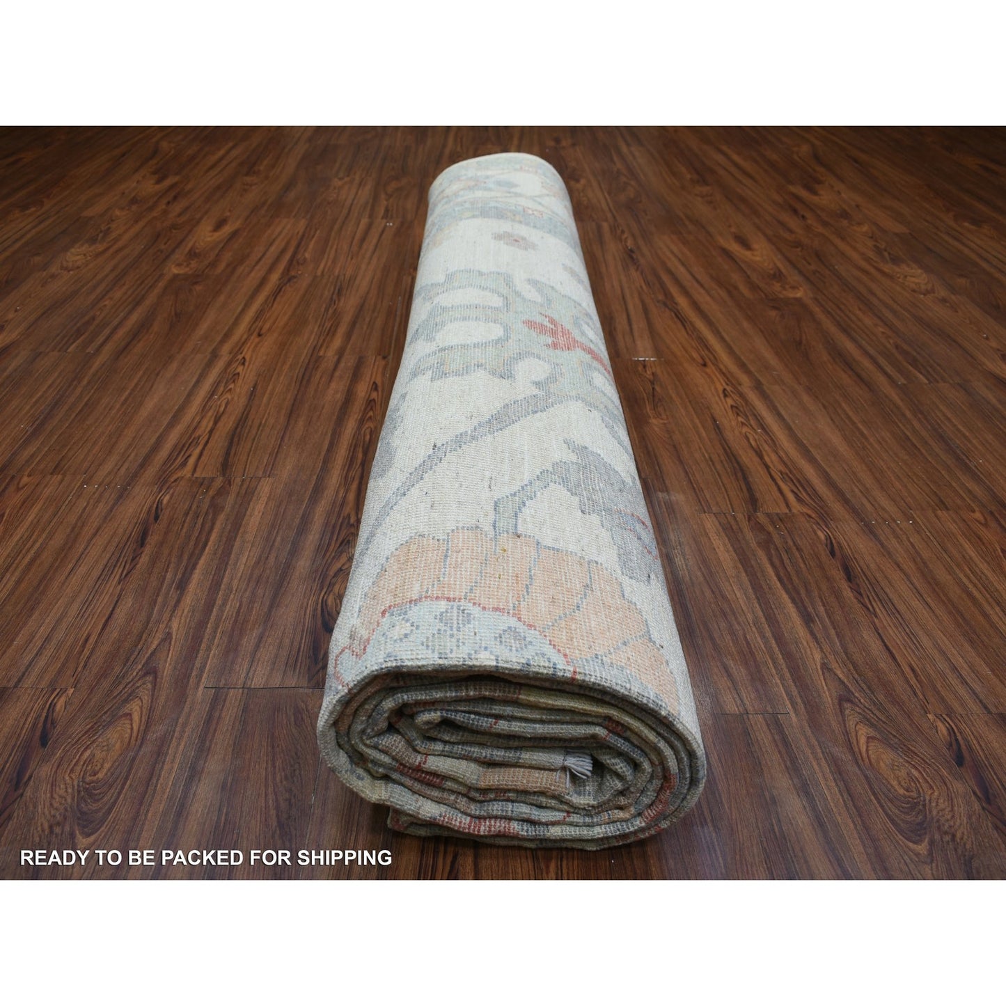 11'9"X15'9" Ivory Afghan Angora Oushak Hand Knotted Wool Oversized Rug