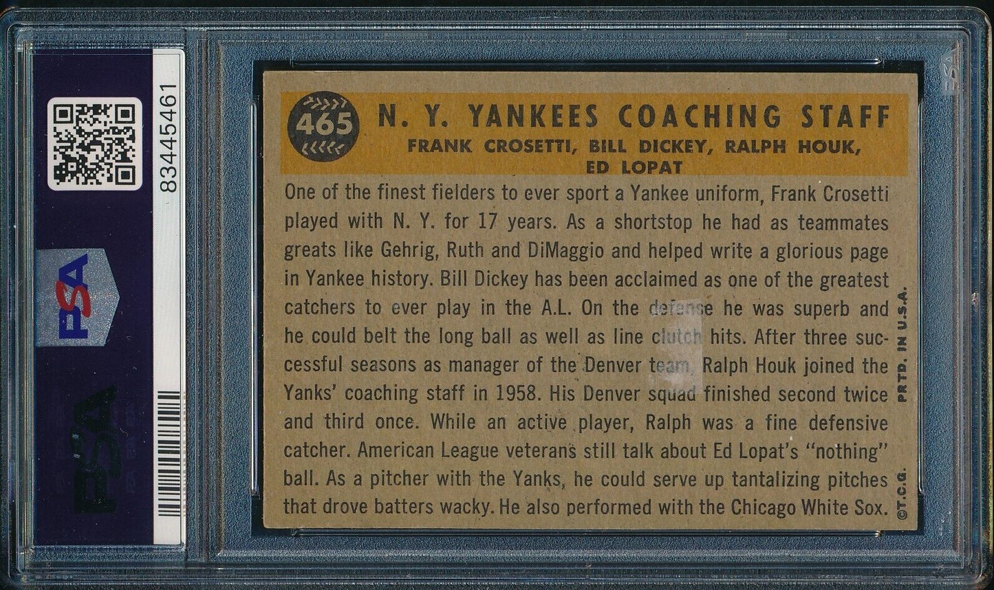 1960 Topps N.Y. Yankees Coaches #465 Multi-Signed