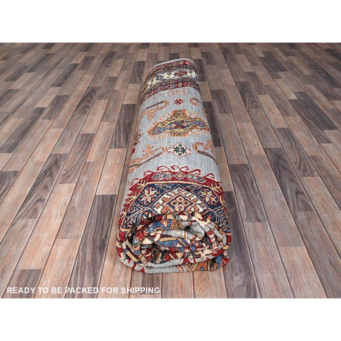 10'2"X14' Koala Gray Afghan Super Kazak Hand Knotted Wool Oriental Rug