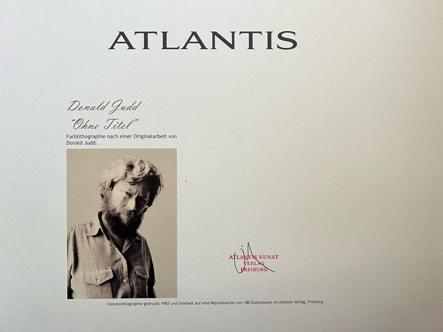 Donald Judd Lithograph Coa Signed Numbered Stamped (In 180 Ex)