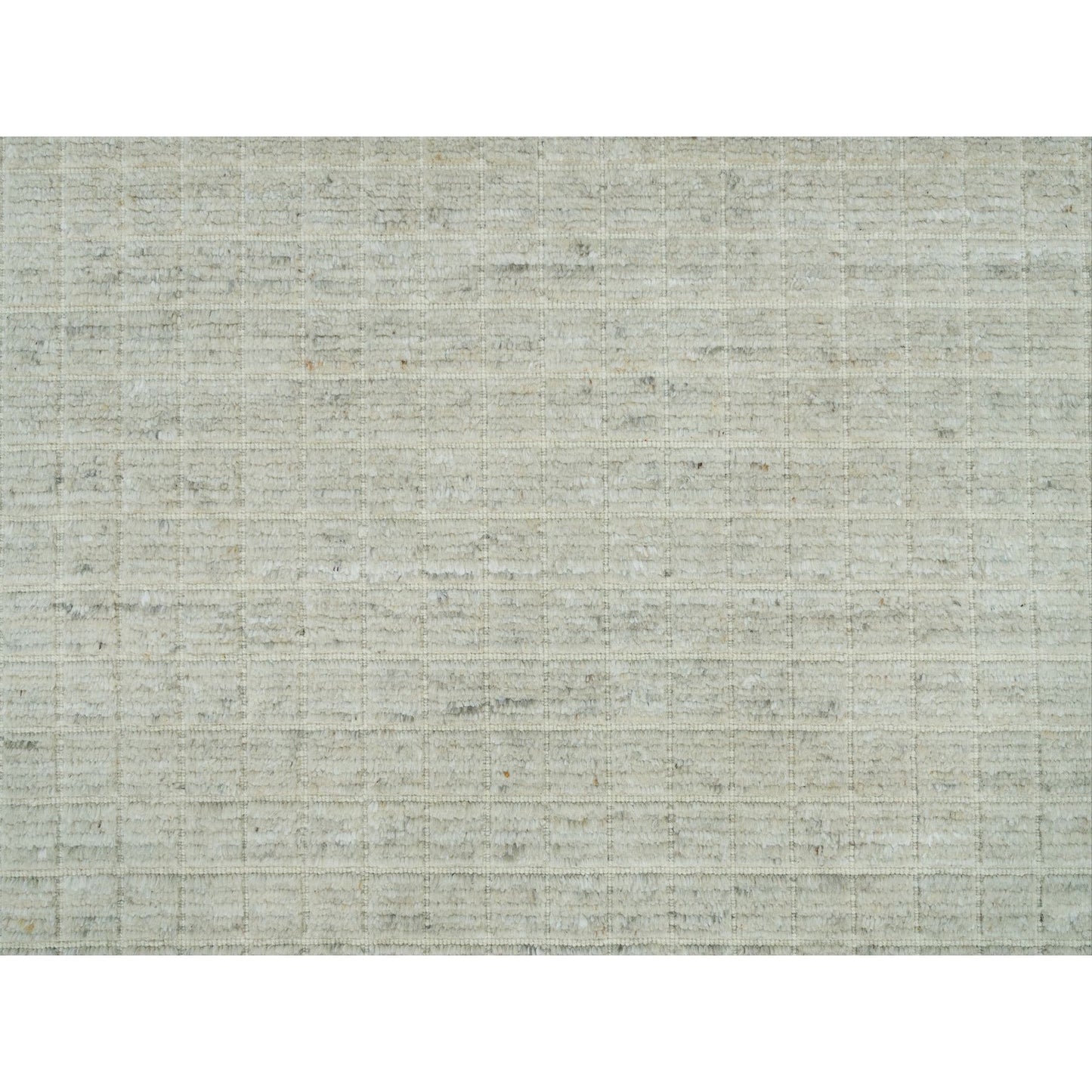 10'X13'9" Ivory Plain Decor Modern Box Design Loomed Knotted Wool Rug