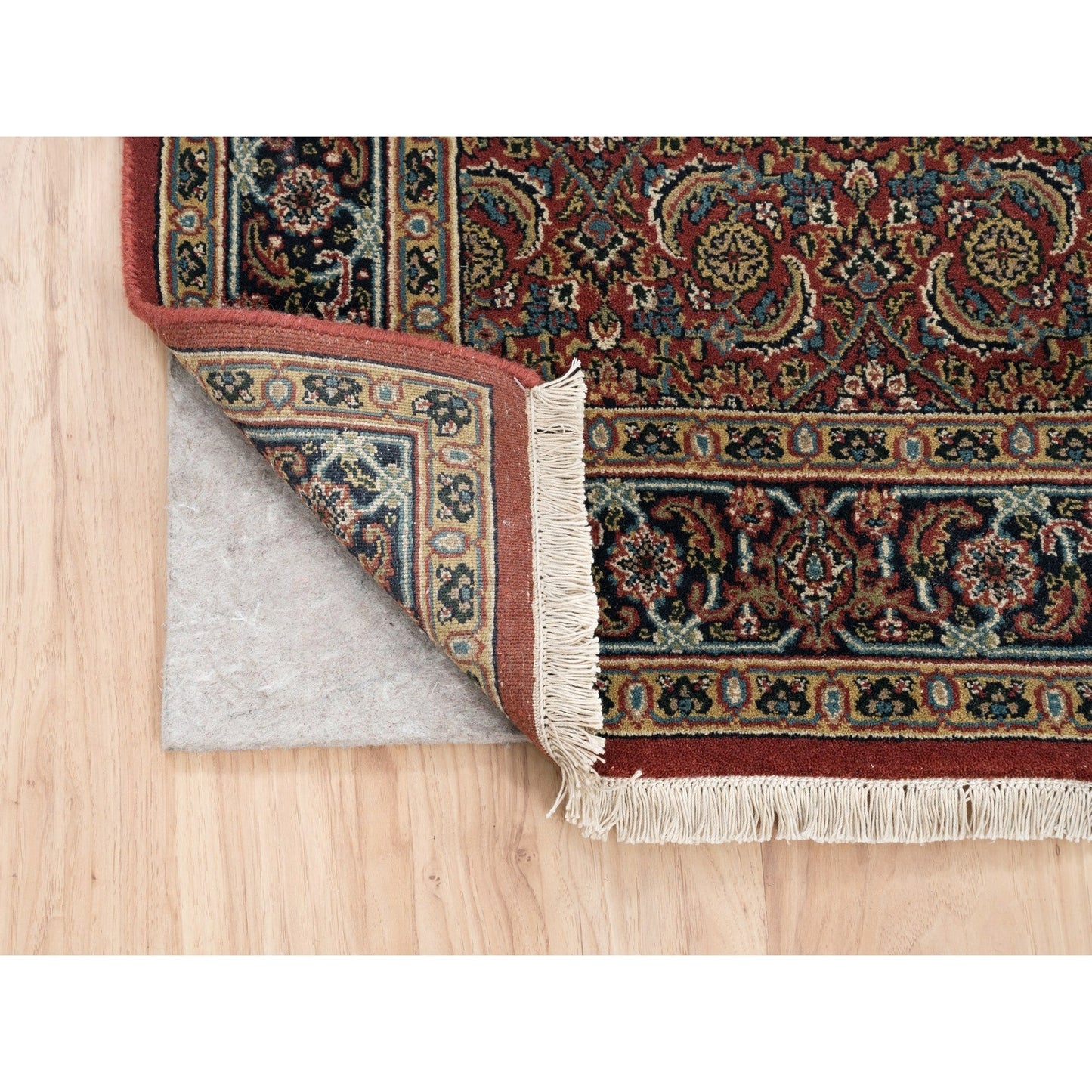 4'X6'3" Wool And Silk Herati Design Hand Knotted 250 Kpsi Red Rug
