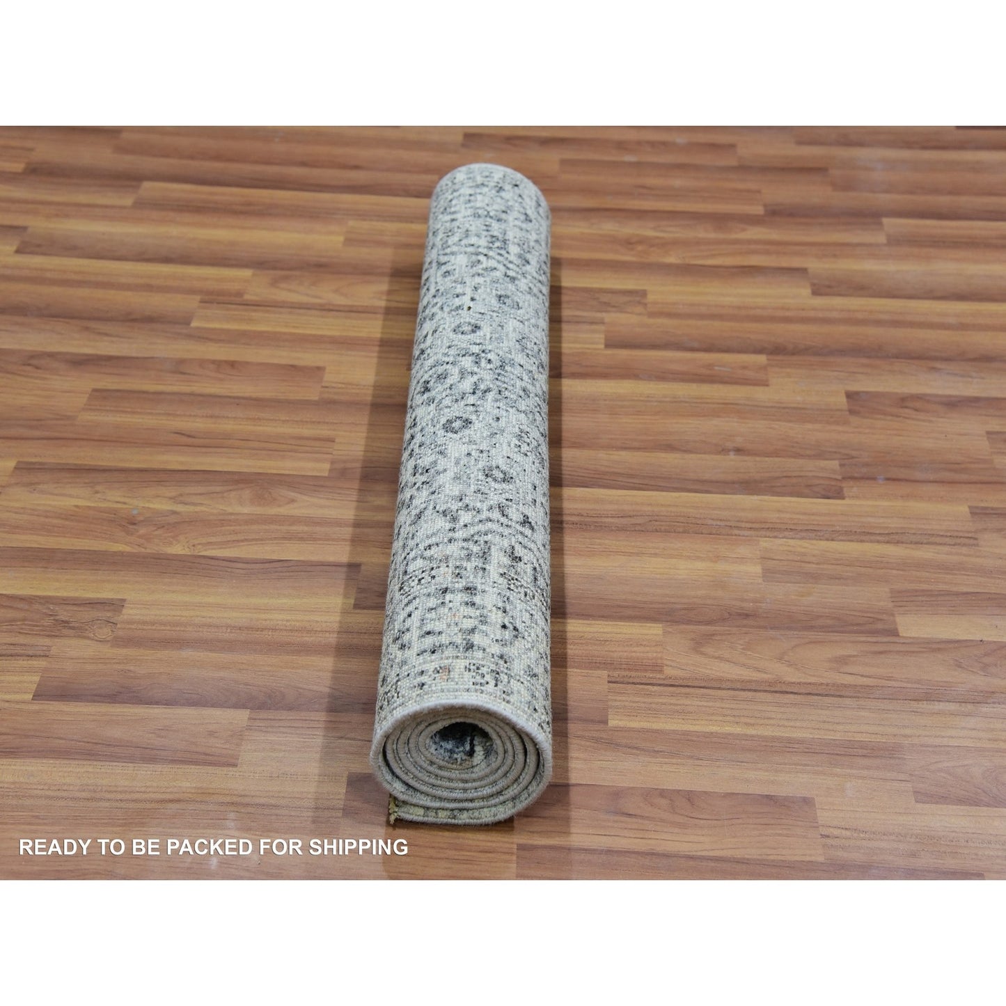 3'X5'3" White Mamluk Dynasty Design Undyed Wool Hand Knotted Oriental Rug