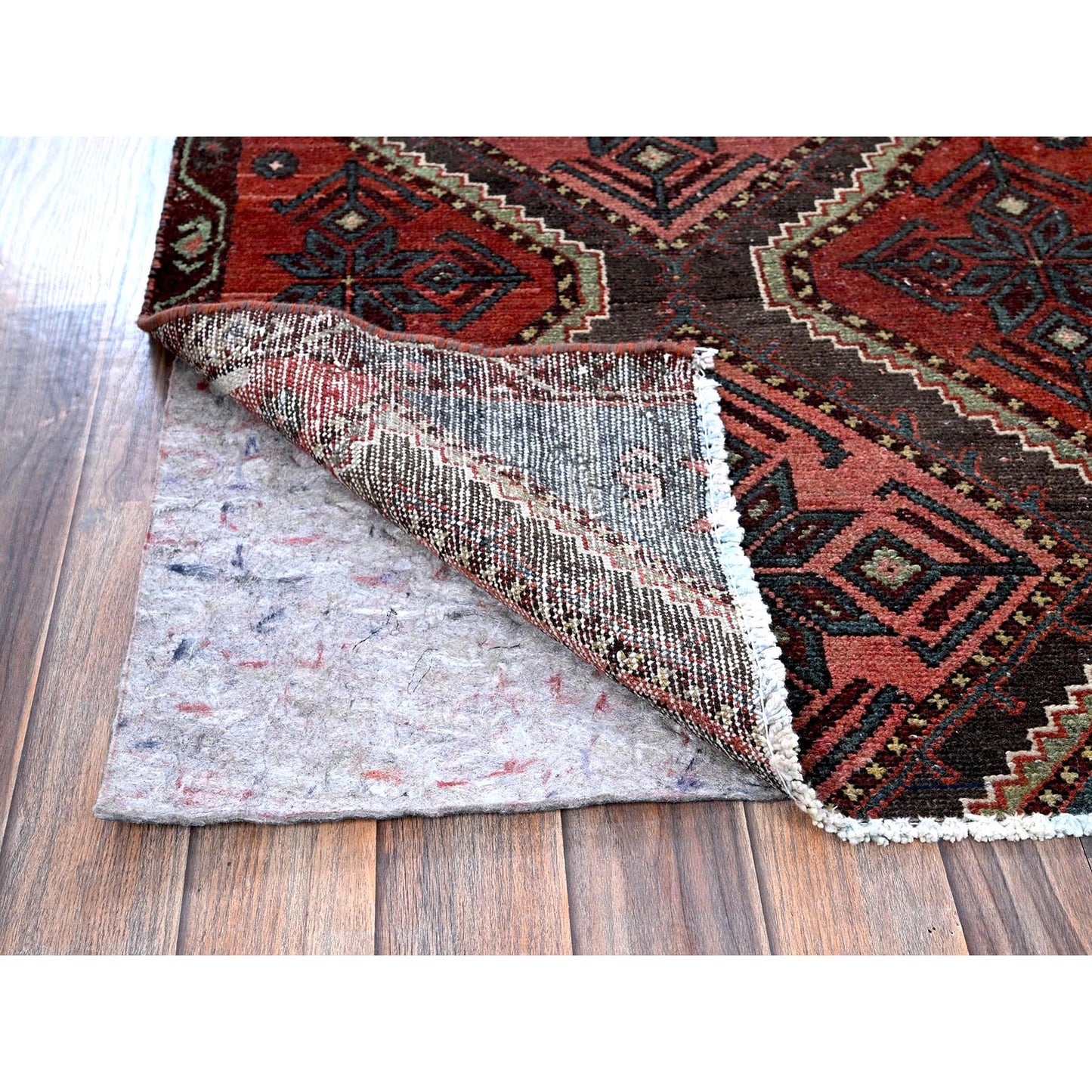 2'7"X7'7" Red Vintage Zoroastrian All Wool Hand Knotted Runner Oriental Rug