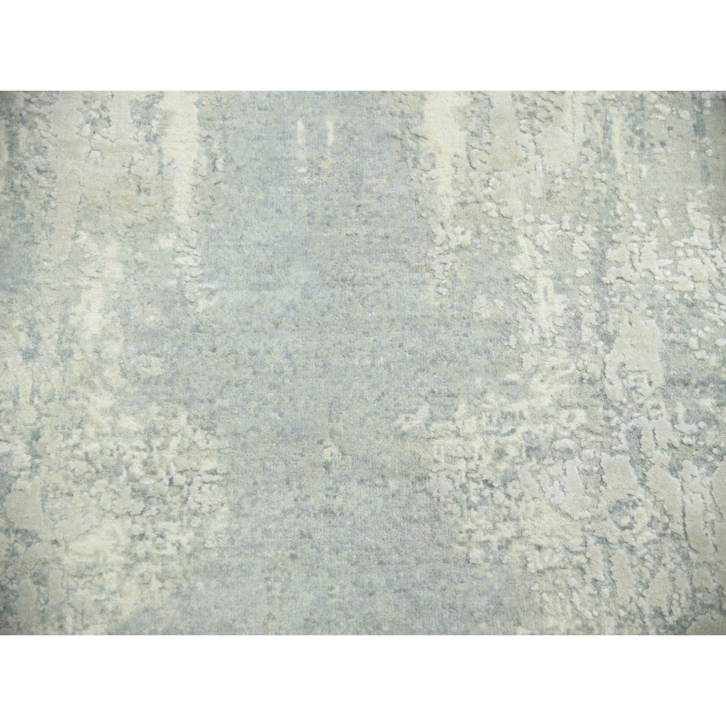 9'X12'1" Gray Modern Abstract Design Wool And Silk Hand Knotted Rug