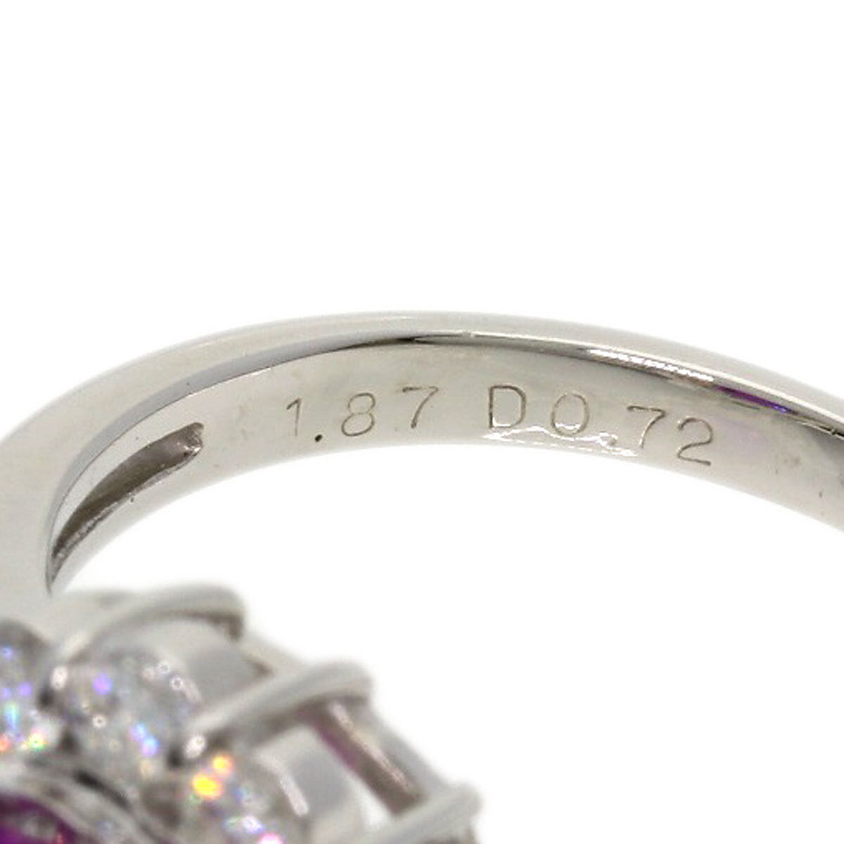 1.87Ct Pink Sapphire Diamond Ring Platinum Pt900