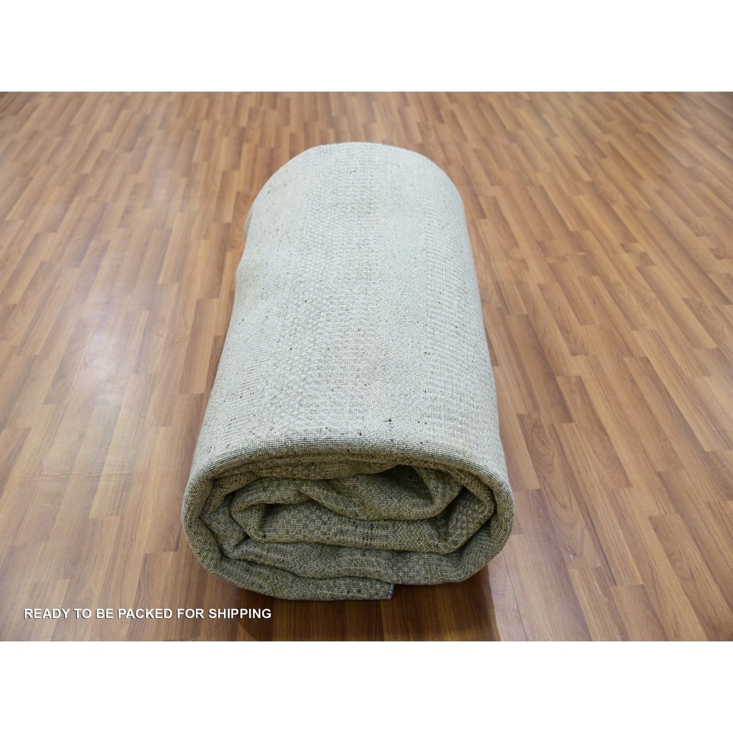 13'X13' Repose Gray Shiny Undyed Wool Hand Knotted Modern Grass Round Rug