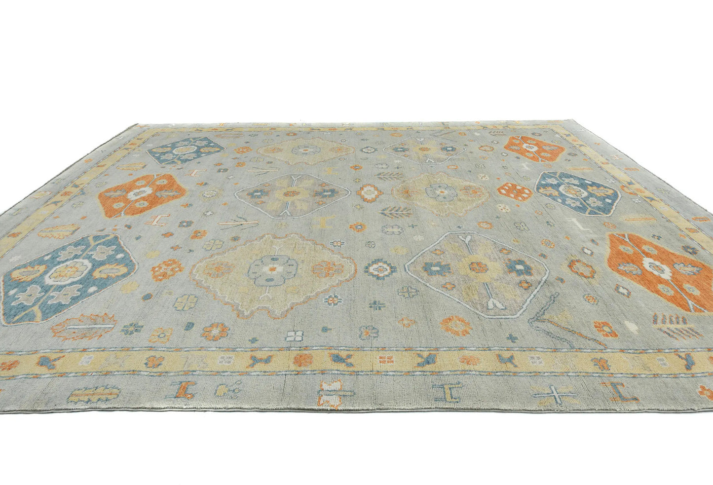 Handmade Oushak Pakistan Rug Muted Colors Floral