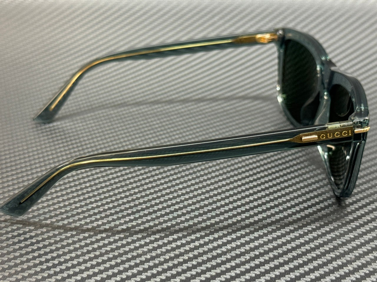 GUCCI GG1444S 004 Blue Transparent Green Men's Large 55 mm Sunglasses