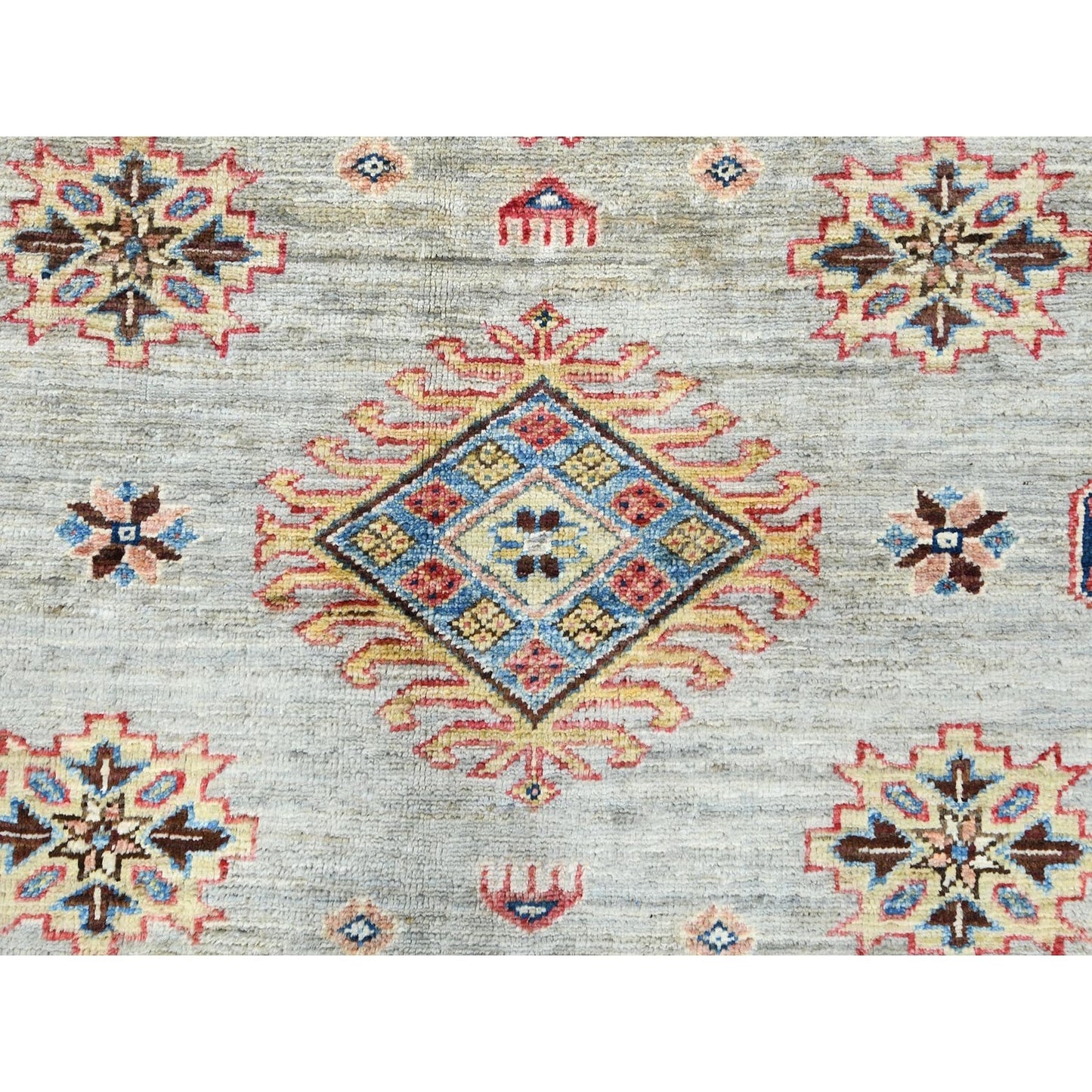 10'X13'6" Light Gray Afghan Super Kazak Soft Wool Hand Knotted Rug