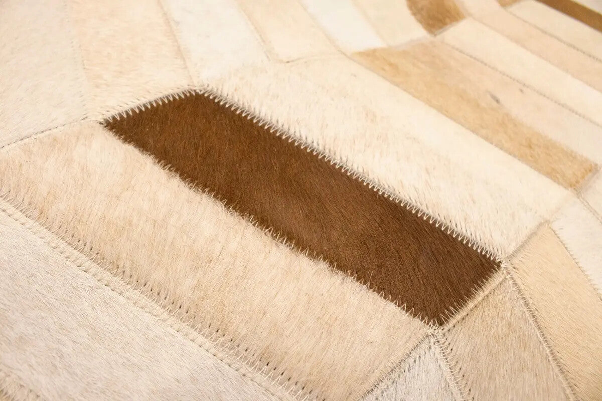 5X8 Ft Brown Cowhide Leather Rug Contemporary