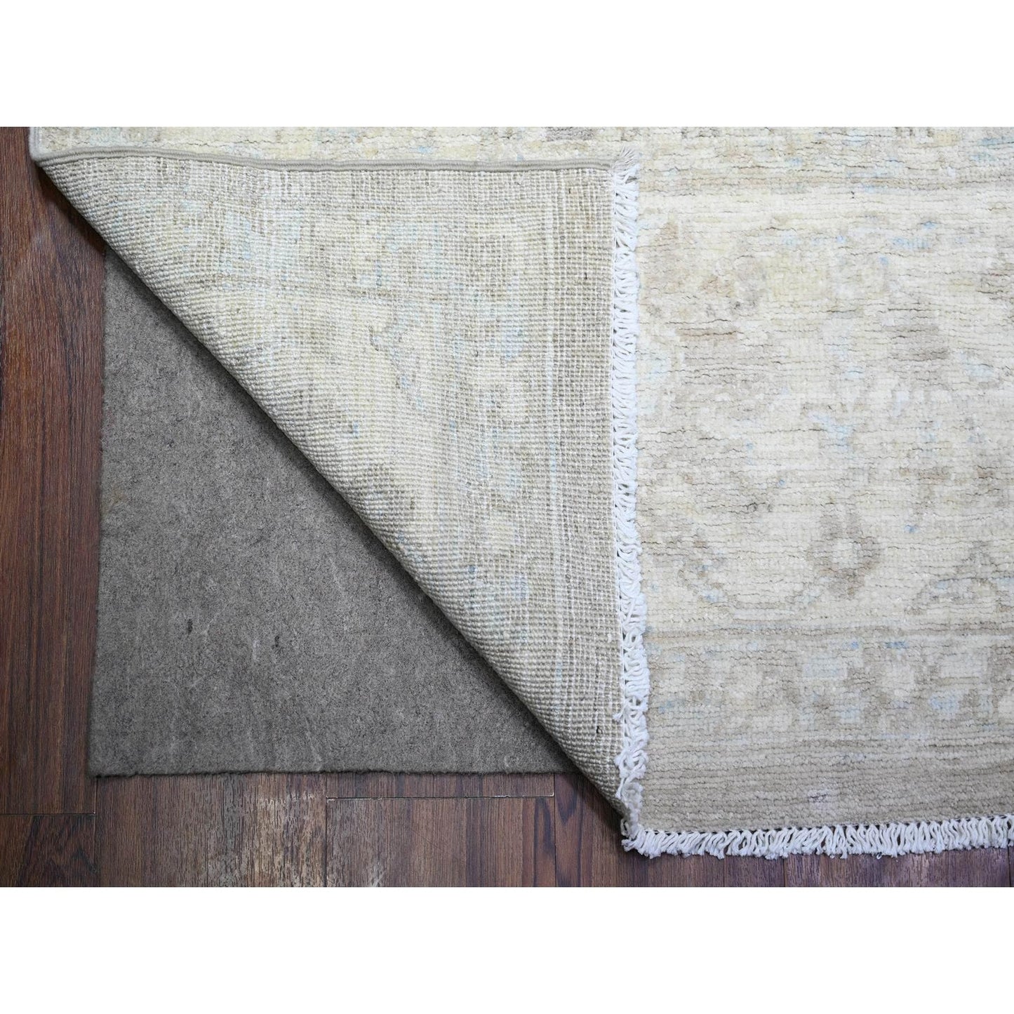 8'9"X11'10" Gray White Wash Peshawar Wool Hand Knotted Oriental Rug