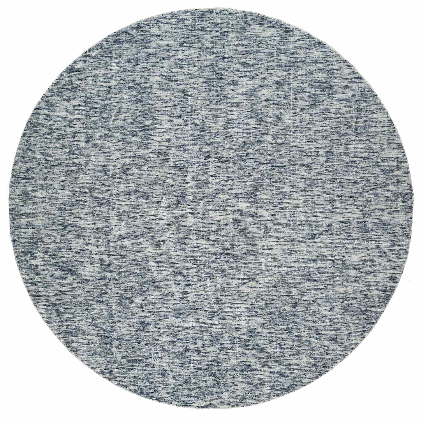 10'X10' Blue Wool Hand Loomed Modern Striae Design Round Oriental Rug