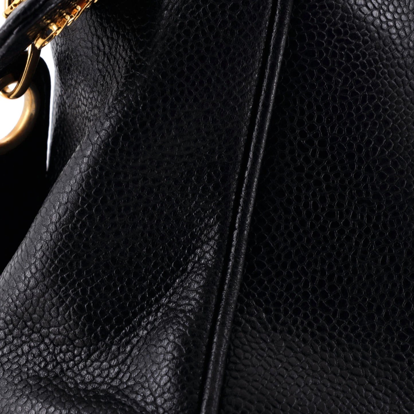 Small Chanel Vintage Logo Chain Tote Caviar