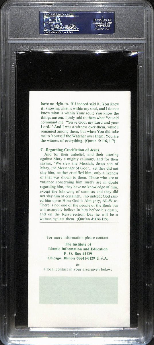 Muhammad Ali Signed/Autographed 8.5X3.5 Islamic Pamphlet Slab Psa/Dna 193452