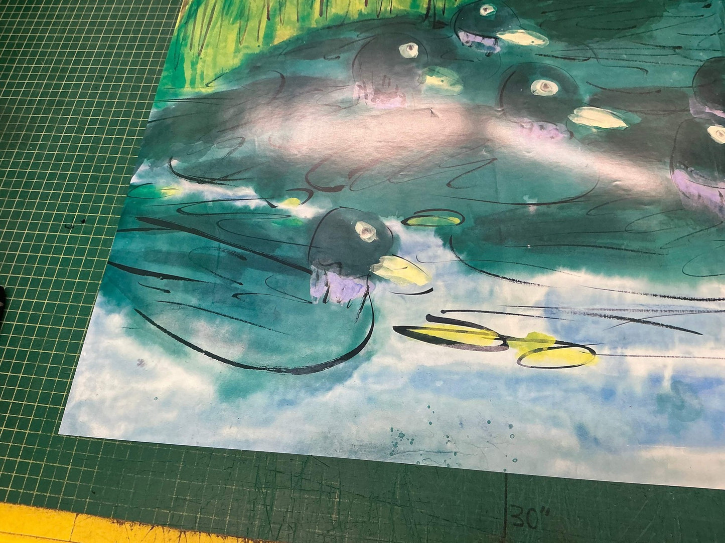 Walasse Ting 8 Green Ducks (No Text) " Poster Contemporary Gr