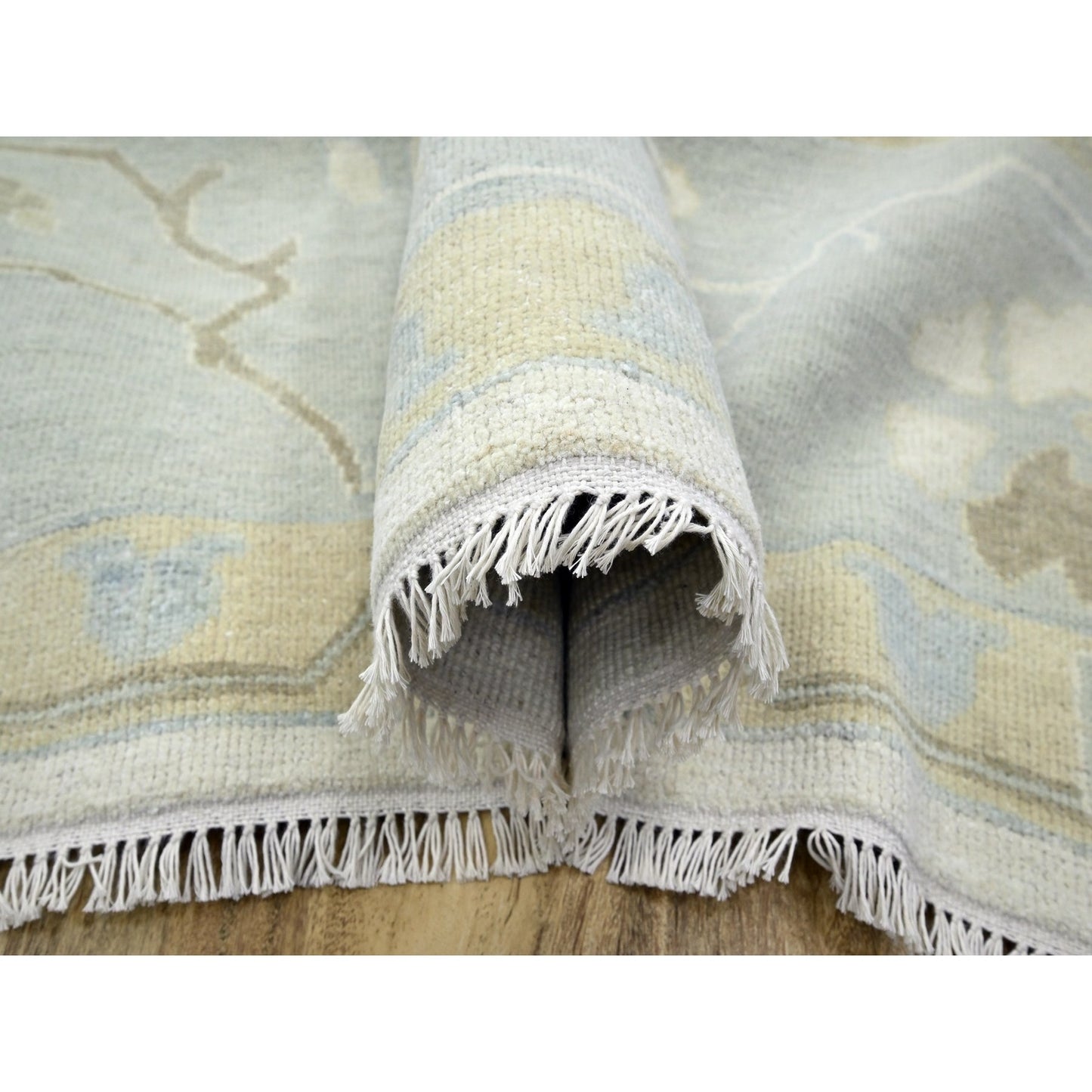 15'X16'3" Ivory Oushak With Leaf Design Wool Hand Knotted Xl Square Rug