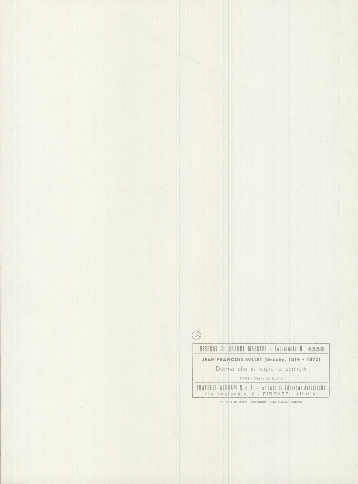 Jean-Francois Millet Donna Che Si Togue La Camilia " Lithograph