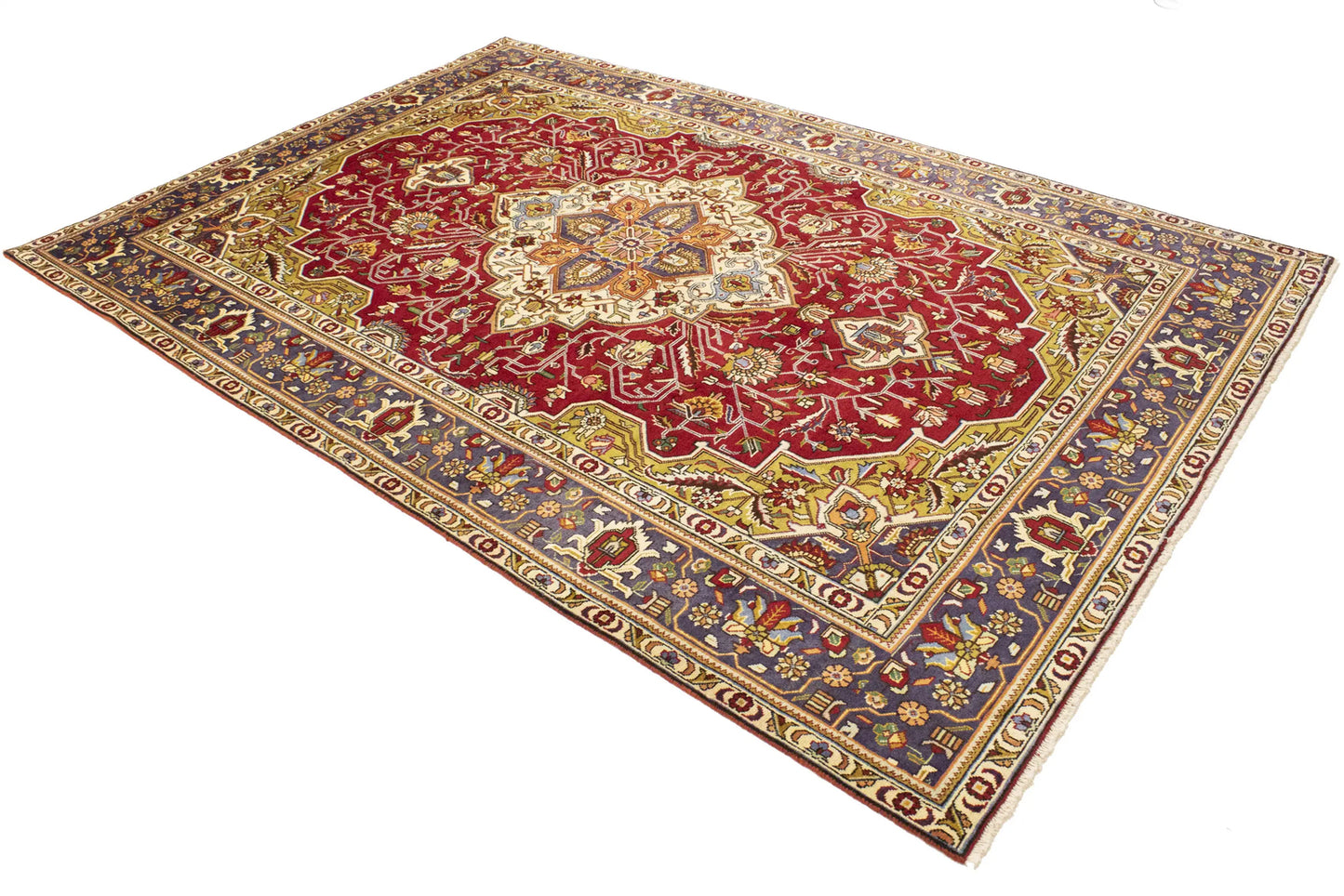 Hand-Knotted Vintage Oriental Rug Red Traditional