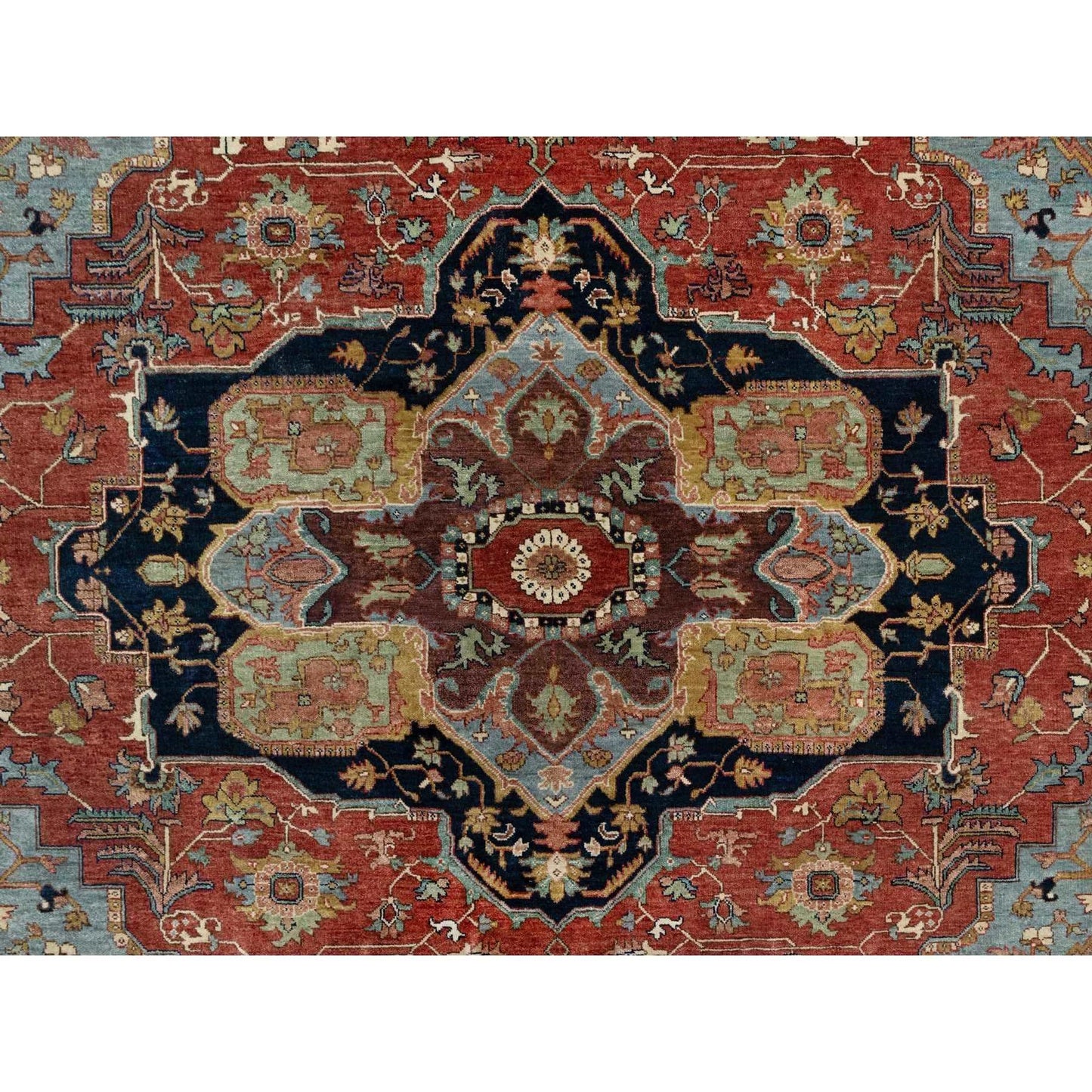 8'1"X8'1" Red Antiqued Fine Heris Recreation Wool Hand Knotted Square Rug