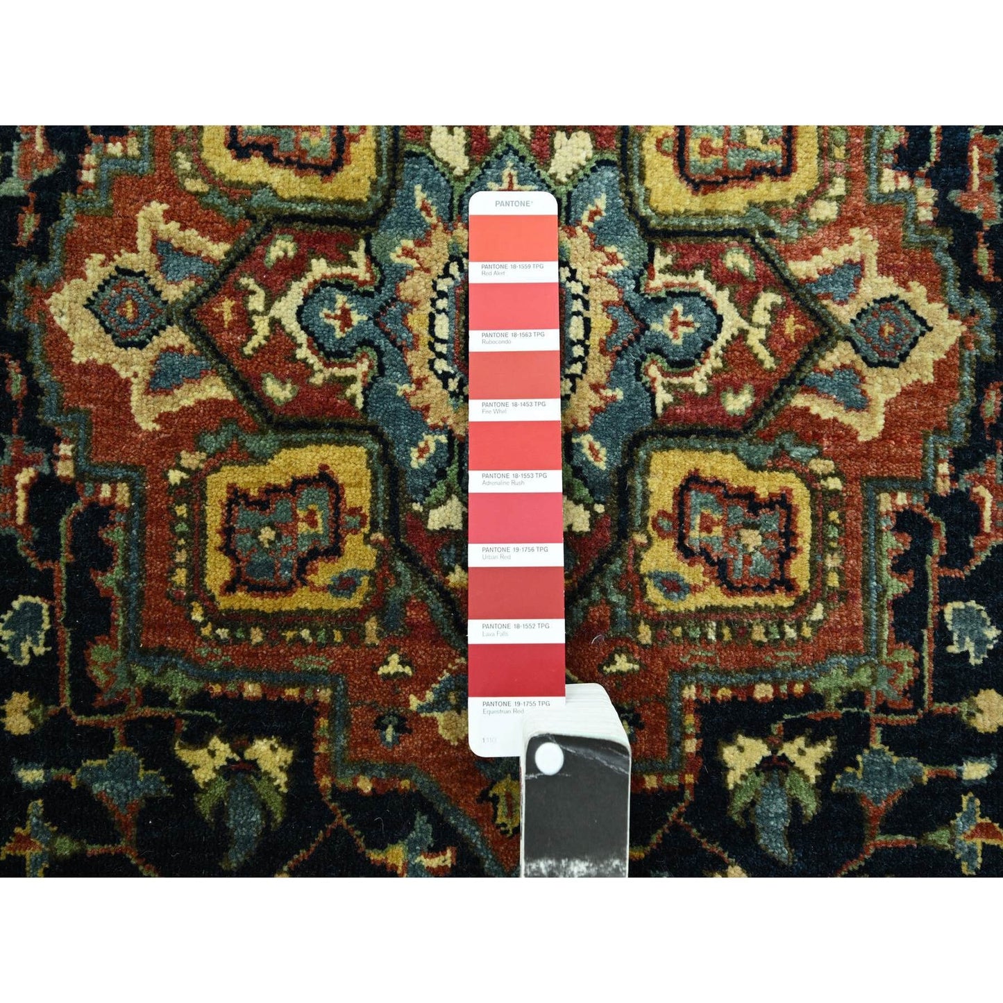 2'7"X10' Navy Heris With Geometric Design Hand Knotted Wool Runner Rug