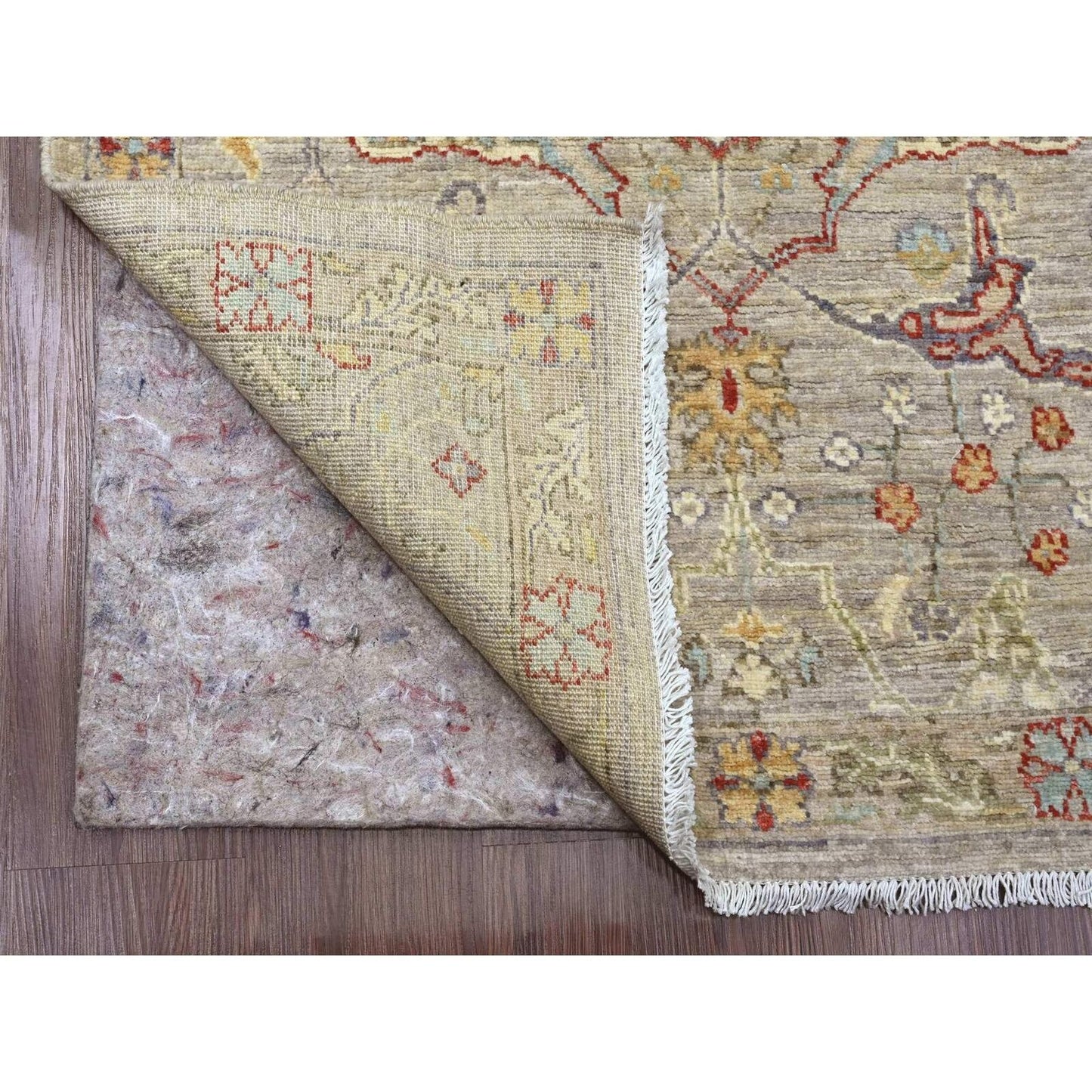 3'X11'8" Brown Peshawar Bijar Garus Design Wool Hand Knotted Runner Rug