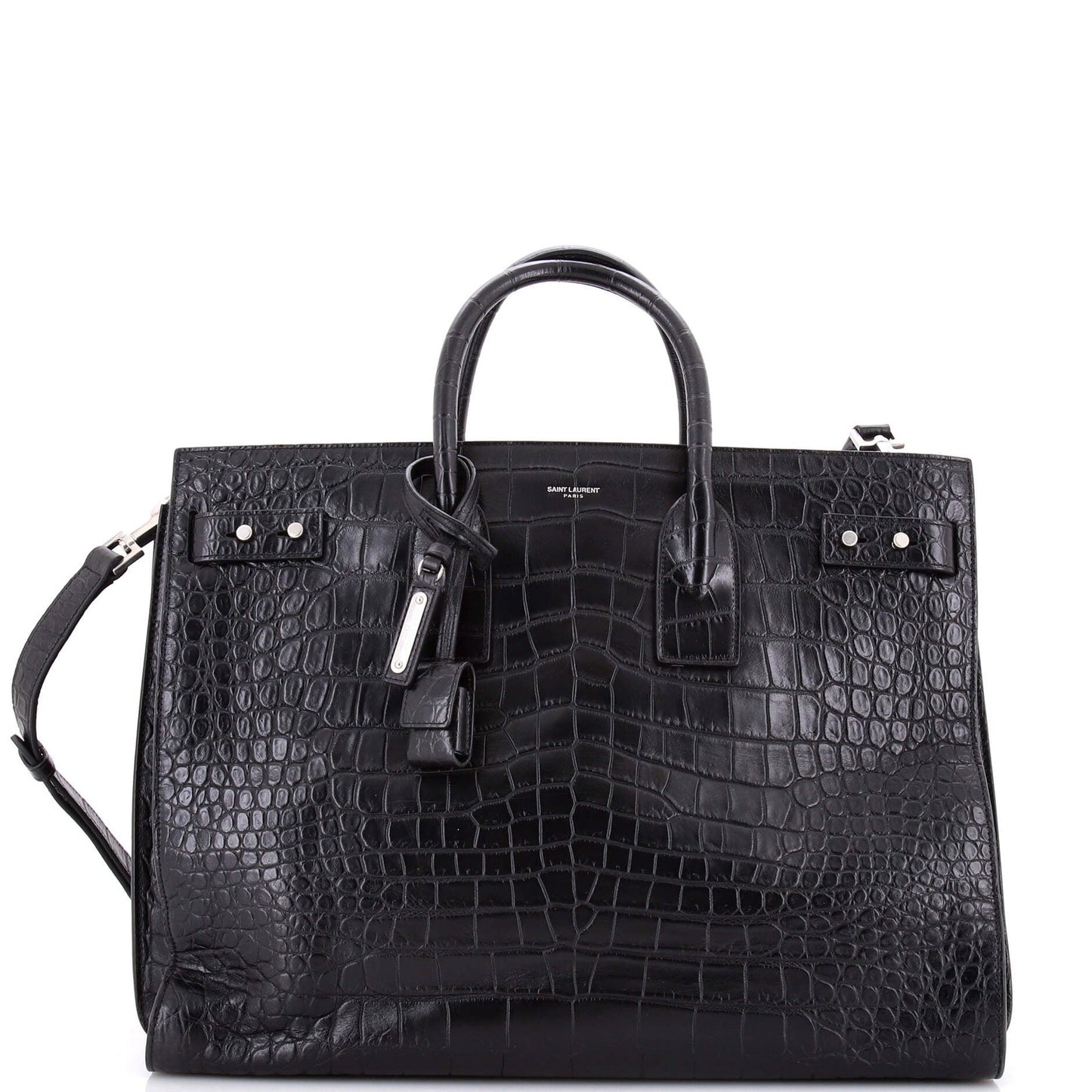 Saint Laurent Sac De Jour Souple Bag Crocodile Embossed Leather Large