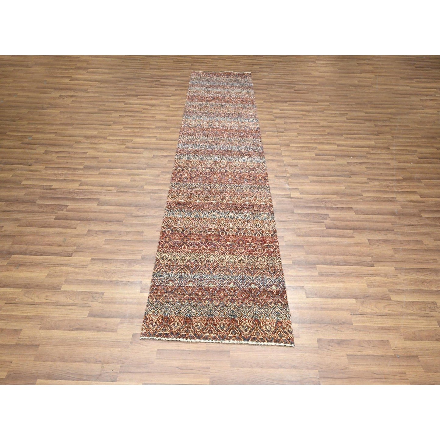 2'7"X10' Rust Red Soft Wool Kohinoor Herat Design Hand Knotted Runner Rug
